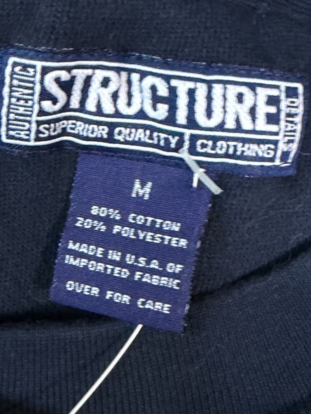 NWT Vintage 90s Structure USA Logo Crewneck Sweatshirt Men’s M Black - Picture 3 of 5
